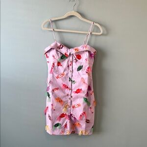 Maeve Pink Mini Dress with Colorful Candy Print